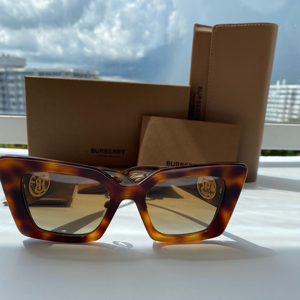 New  - Burberry Havana Brown New Be4344 3316/13 Women 4344 Sunglasses - Picture 7 of 14